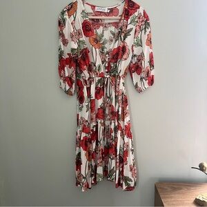 Petal & Pup Red Floral Midi Dress